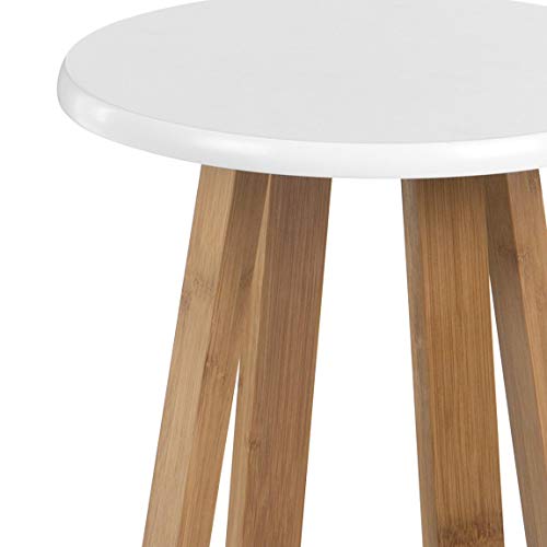 Premier Housewares Viborg Bamboo Round Stool - White 2 Premier Housewares Viborg Bamboo Round Stool - White - Image 2