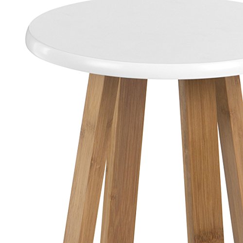 Premier Housewares Viborg Bamboo Round Stool - White 5 Premier Housewares Viborg Bamboo Round Stool - White - Image 5