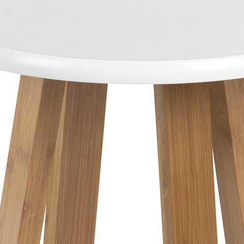 Premier Housewares Viborg Bamboo Round Stool - White 6 Premier Housewares Viborg Bamboo Round Stool - White - Image 6