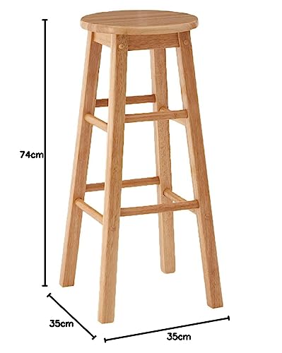 Premier Housewares Tropical Hevea Bar Stool, Wood, Natural, 74 x 35 cm 2 Premier Housewares Tropical Hevea Bar Stool, Wood, Natural, 74 x 35 cm - Image 2