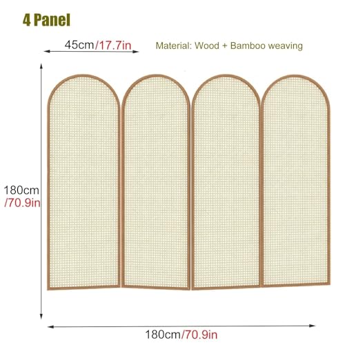 RENLXFI 3/4/5 Panels Wooden Room Dividers, Freestanding Home Separator Screen Partitions With Bamboo Mesh Woven Design For Living Room Balcony Office Restaurant Teahouse Privacy (Size : 4panel) 3 RENLXFI 3/4/5 Panels Wooden Room Dividers, Freestanding Home Separator Screen Partitions With Bamboo Mesh Woven Design For Living Room Balcony Office Restaurant Teahouse Privacy (Size : 4panel) - Image 3