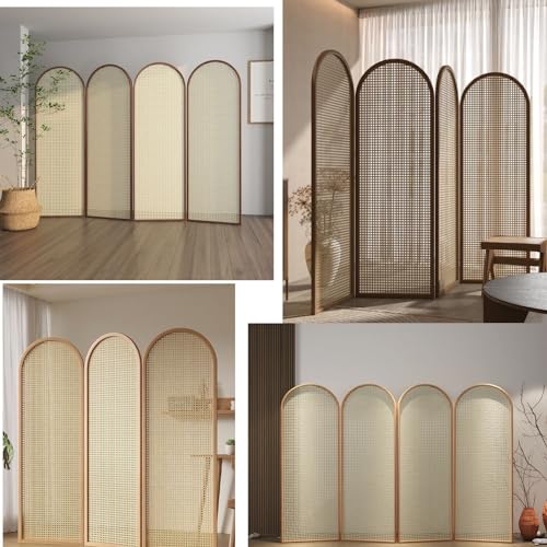 RENLXFI 3/4/5 Panels Wooden Room Dividers, Freestanding Home Separator Screen Partitions With Bamboo Mesh Woven Design For Living Room Balcony Office Restaurant Teahouse Privacy (Size : 4panel) 4 RENLXFI 3/4/5 Panels Wooden Room Dividers, Freestanding Home Separator Screen Partitions With Bamboo Mesh Woven Design For Living Room Balcony Office Restaurant Teahouse Privacy (Size : 4panel) - Image 4