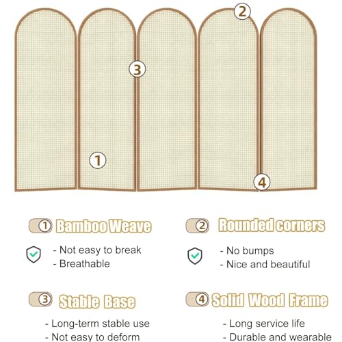 RENLXFI 3/4/5 Panels Wooden Room Dividers, Freestanding Home Separator Screen Partitions With Bamboo Mesh Woven Design For Living Room Balcony Office Restaurant Teahouse Privacy (Size : 4panel) 6 RENLXFI 3/4/5 Panels Wooden Room Dividers, Freestanding Home Separator Screen Partitions With Bamboo Mesh Woven Design For Living Room Balcony Office Restaurant Teahouse Privacy (Size : 4panel) - Image 6
