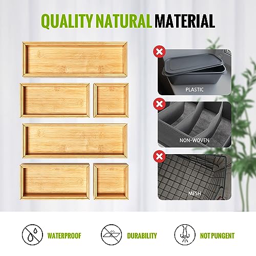 Rainsworth Stackable Drawer Organiser Bamboo - L, M, S Storage Boxes - 6-Pack Kitchen Cupboard Cutlery Drawer Organiser - Desk Tidy Organiser, Makeup Cosmetics Storage, Bathroom Storage 4 Rainsworth Stackable Drawer Organiser Bamboo - L, M, S Storage Boxes - 6-Pack Kitchen Cupboard Cutlery Drawer Organiser - Desk Tidy Organiser, Makeup Cosmetics Storage, Bathroom Storage - Image 4
