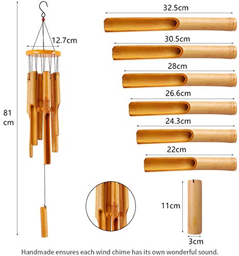 RDUTUOK Bamboo Wind Chimes Memorial Wood Wind Chime - Large Indoor Outdoor Wooden - 32inch Wind Chimes for Garden, Yard,Patio and Home Décor 4 RDUTUOK Bamboo Wind Chimes Memorial Wood Wind Chime - Large Indoor Outdoor Wooden - 32inch Wind Chimes for Garden, Yard,Patio and Home Décor - Image 4