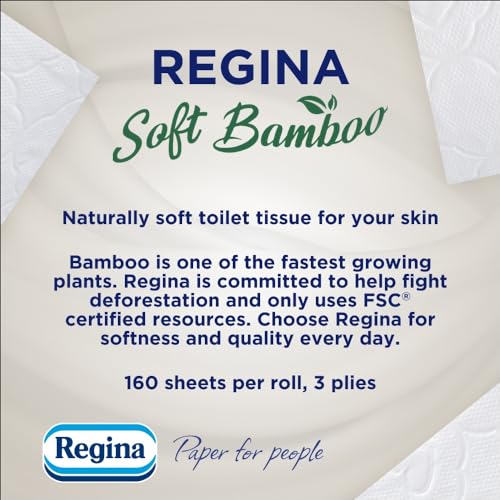 Regina Soft Bamboo - 20 Rolls of Toilet Tissue 3 Ply, 160 Sheets, Naturally Soft for Your Skin, Toilet Tissue Made with Bamboo Fibers, Paper Packaging, FSC Certificated 2 Regina Soft Bamboo - 20 Rolls of Toilet Tissue 3 Ply, 160 Sheets, Naturally Soft for Your Skin, Toilet Tissue Made with Bamboo Fibers, Paper Packaging, FSC Certificated - Image 2