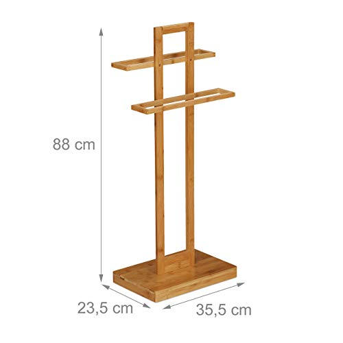 Relaxdays Towel Rail Free-Standing, Drying Rack Bamboo, 2 Arms, Bathroom and Kitchen, HWD: 88 x 35.5 x 23.5 cm, Natural 4 Relaxdays Towel Rail Free-Standing, Drying Rack Bamboo, 2 Arms, Bathroom and Kitchen, HWD: 88 x 35.5 x 23.5 cm, Natural - Image 4