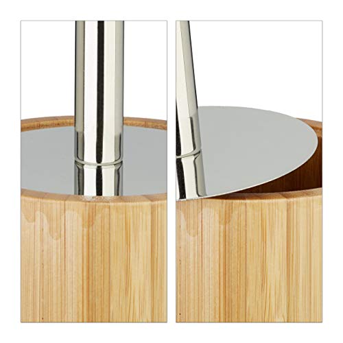 Relaxdays Bamboo WC Brush Holder and Brush, Round Stand, Wooden Toilet Bathroom Butler H x Dia: 37.5 x 10.5 cm, Natural 6 Relaxdays Bamboo WC Brush Holder and Brush, Round Stand, Wooden Toilet Bathroom Butler H x Dia: 37.5 x 10.5 cm, Natural - Image 6