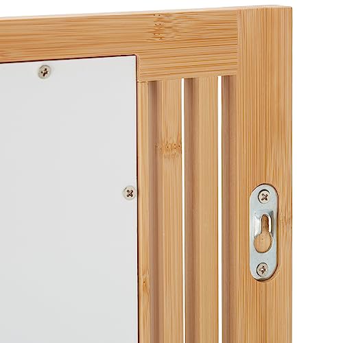 Relaxdays Bathroom Mirror with Shelf, Bamboo & MDF, Rectangular, HxWxD 56.5 x 54 x 10 cm, Wall Mounting, Natural/White 6 Relaxdays Bathroom Mirror with Shelf, Bamboo & MDF, Rectangular, HxWxD 56.5 x 54 x 10 cm, Wall Mounting, Natural/White - Image 6