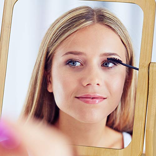 Relaxdays Cosmetic Mirror, Rotating at 360°, Angular, Freestanding, For Make-up, HWD 27x26.5x7cm, Tabletop Mirror, Bamb 3 Relaxdays Cosmetic Mirror, Rotating at 360°, Angular, Freestanding, For Make-up, HWD 27x26.5x7cm, Tabletop Mirror, Bamb - Image 3