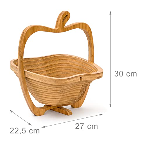 Relaxdays Foldable Apple-Shaped Basket: 30 x 27 x 22.5 cm Folding Bamboo Fruit Bowl Holder Basket And Cutting Board Wooden Fruit Bowl With An Apple-Design, Natural Brown 4 Relaxdays Foldable Apple-Shaped Basket: 30 x 27 x 22.5 cm Folding Bamboo Fruit Bowl Holder Basket And Cutting Board Wooden Fruit Bowl With An Apple-Design, Natural Brown - Image 4