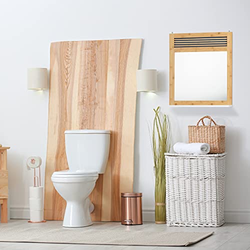 Relaxdays Wall-Mount Bathroom Shelf, Ornate Vanity Mirror, Bamboo, Hanging, HWD: 61 x 53 x 15 cm, Natural-White 2 Relaxdays Wall-Mount Bathroom Shelf, Ornate Vanity Mirror, Bamboo, Hanging, HWD: 61 x 53 x 15 cm, Natural-White - Image 2
