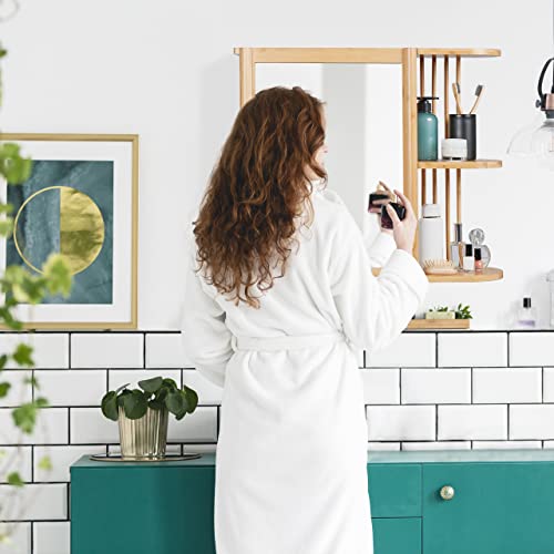 Relaxdays Wall Shelf with Mirror, Bamboo, 2 Half Open Shelves, 53x62x20 cm, Bathroom, Hanging, Cabinet, Natural Wood 4 Relaxdays Wall Shelf with Mirror, Bamboo, 2 Half Open Shelves, 53x62x20 cm, Bathroom, Hanging, Cabinet, Natural Wood - Image 4