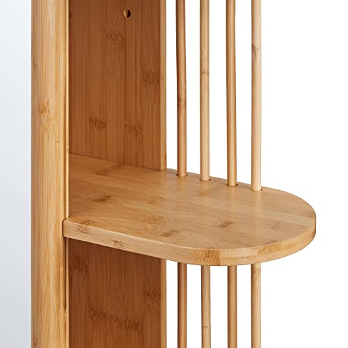 Relaxdays Wall Shelf with Mirror, Bamboo, 2 Half Open Shelves, 53x62x20 cm, Bathroom, Hanging, Cabinet, Natural Wood 7 Relaxdays Wall Shelf with Mirror, Bamboo, 2 Half Open Shelves, 53x62x20 cm, Bathroom, Hanging, Cabinet, Natural Wood - Image 7