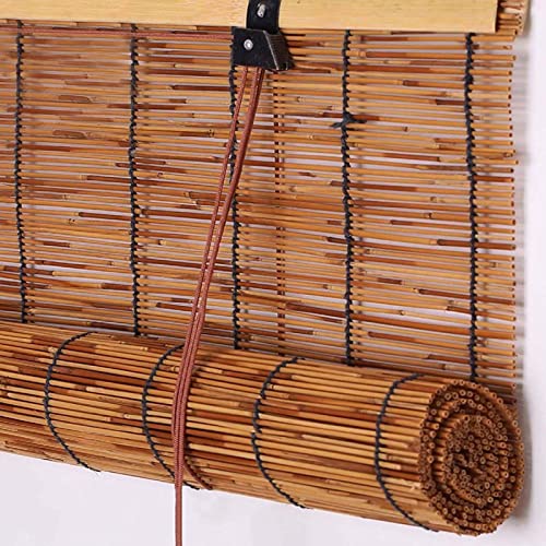 Retro Bamboo Roller Blind - 60 to 140cm Wide, Anti-UV, Outdoor Reed Curtains With Lifter, Sunshade Roll Up Bamboo Shades, Waterproof Kitchen Roller Blinds 2 Retro Bamboo Roller Blind - 60 to 140cm Wide, Anti-UV, Outdoor Reed Curtains With Lifter, Sunshade Roll Up Bamboo Shades, Waterproof Kitchen Roller Blinds - Image 2