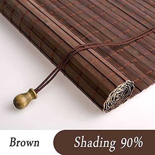 Roller blind Brown Bamboo, Bamboo Roman Window Blinds Sun Shades,50-140cm Wide,Home Sunshade Light Filtering 90% Vertical Lift Decoration,Louver Curtain for Outdoor Indoor,Custom (60x120cm/24x47in) - Image 2