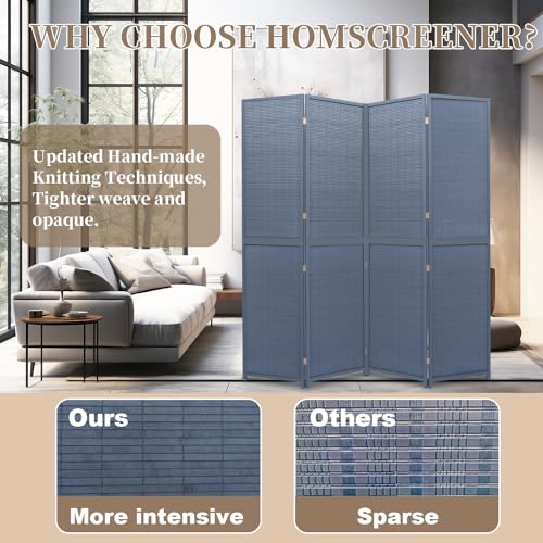 Room Divider Folding Privacy Screens, 6FT Bamboo Room Divider Wall Panel, Freestanding 2-in-1 Multifunction Partition Room Dividers for Room Separation 4 Panel Hand Made Mesh Woven Wall Divider Screen 2 Room Divider Folding Privacy Screens, 6FT Bamboo Room Divider Wall Panel, Freestanding 2-in-1 Multifunction Partition Room Dividers for Room Separation 4 Panel Hand Made Mesh Woven Wall Divider Screen - Image 2