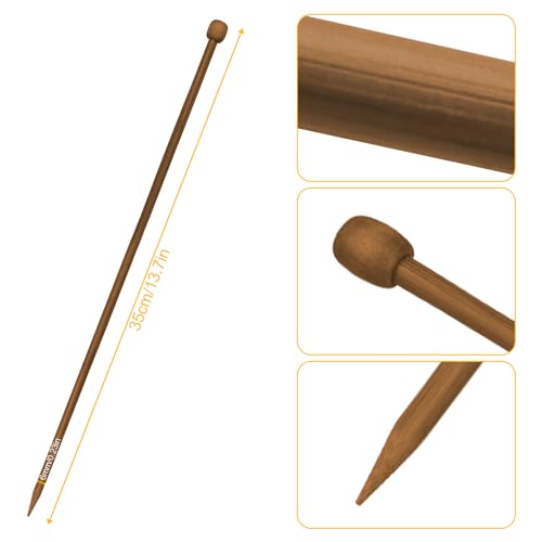 Rumyve Knitting Needle Set, 2pcs Single-tip Carbonized Bamboo Knitting Needle DIY Handmade Sweater Scarf Wool Project, Beginner Adult(6mm) 2 Rumyve Knitting Needle Set, 2pcs Single-tip Carbonized Bamboo Knitting Needle DIY Handmade Sweater Scarf Wool Project, Beginner Adult(6mm) - Image 2