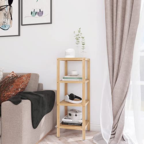 SMIBUY Bathroom Storage Shelf, 4-Tier Bamboo Rack Organizer, Multifunctional Shelving Unit for Living Room Bedroom Kitchen (Natural) 2 SMIBUY Bathroom Storage Shelf, 4-Tier Bamboo Rack Organizer, Multifunctional Shelving Unit for Living Room Bedroom Kitchen (Natural) - Image 2