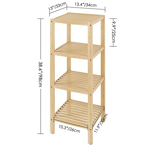 SMIBUY Bathroom Storage Shelf, 4-Tier Bamboo Rack Organizer, Multifunctional Shelving Unit for Living Room Bedroom Kitchen (Natural) 3 SMIBUY Bathroom Storage Shelf, 4-Tier Bamboo Rack Organizer, Multifunctional Shelving Unit for Living Room Bedroom Kitchen (Natural) - Image 3