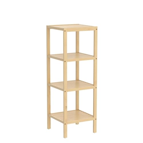 SMIBUY Bathroom Storage Shelf, 4-Tier Bamboo Rack Organizer, Multifunctional Shelving Unit for Living Room Bedroom Kitchen (Natural) 5 SMIBUY Bathroom Storage Shelf, 4-Tier Bamboo Rack Organizer, Multifunctional Shelving Unit for Living Room Bedroom Kitchen (Natural) - Image 5