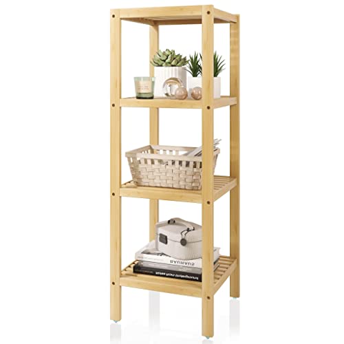 SMIBUY Bathroom Storage Shelf, 4-Tier Bamboo Rack Organizer, Multifunctional Shelving Unit for Living Room Bedroom Kitchen (Natural) 1 SMIBUY Bathroom Storage Shelf, 4-Tier Bamboo Rack Organizer, Multifunctional Shelving Unit for Living Room Bedroom Kitchen (Natural)