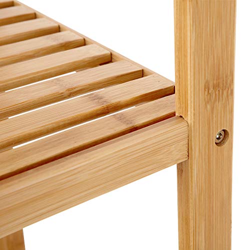 SONGMICS 5-Tier Bamboo Bathroom Shelf, Freestanding Narrow Shelf Unit, Multifunctional Storage Shelf, Corner Shelf, for Kitchen, Living Room, Bedroom, Hallway, Natural BCB55Y 6 SONGMICS 5-Tier Bamboo Bathroom Shelf, Freestanding Narrow Shelf Unit, Multifunctional Storage Shelf, Corner Shelf, for Kitchen, Living Room, Bedroom, Hallway, Natural BCB55Y - Image 6