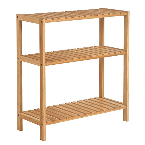 SONGMICS Bamboo Storage Shelf, 3-Tier Shelving Unit, Multifunctional, in the Hallway, Bathroom, Living Room, Balcony, Kitchen, 26 x 60 x 66 cm, Natural BCB33Y 1 SONGMICS Bamboo Storage Shelf, 3-Tier Shelving Unit, Multifunctional, in the Hallway, Bathroom, Living Room, Balcony, Kitchen, 26 x 60 x 66 cm, Natural BCB33Y