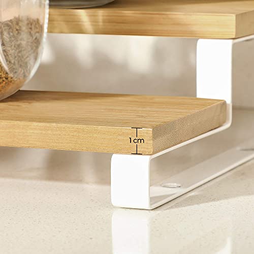 SONGMICS Spice Rack, Set of 2 Cabinet Shelf Organisers, 3-Tier Extendable Spice Holder, Engineered Wood, Stackable, for Pantry, Cupboard, Countertop, Natural Beige and Cloud White KCS016N02 5 SONGMICS Spice Rack, Set of 2 Cabinet Shelf Organisers, 3-Tier Extendable Spice Holder, Engineered Wood, Stackable, for Pantry, Cupboard, Countertop, Natural Beige and Cloud White KCS016N02 - Image 5