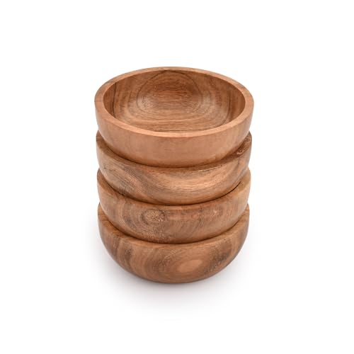 Samhita Acacia Wooden Fruit Bowl Food Serveware Dining Décor Absolute Beautiful with Your Kitchen (Set of 4) (10.16cm x 10.16cm x 3.81cm) 2 Samhita Acacia Wooden Fruit Bowl Food Serveware Dining Décor Absolute Beautiful with Your Kitchen (Set of 4) (10.16cm x 10.16cm x 3.81cm) - Image 2
