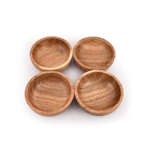 Samhita Acacia Wooden Fruit Bowl Food Serveware Dining Décor Absolute Beautiful with Your Kitchen (Set of 4) (10.16cm x 10.16cm x 3.81cm) 3 Samhita Acacia Wooden Fruit Bowl Food Serveware Dining Décor Absolute Beautiful with Your Kitchen (Set of 4) (10.16cm x 10.16cm x 3.81cm) - Image 3