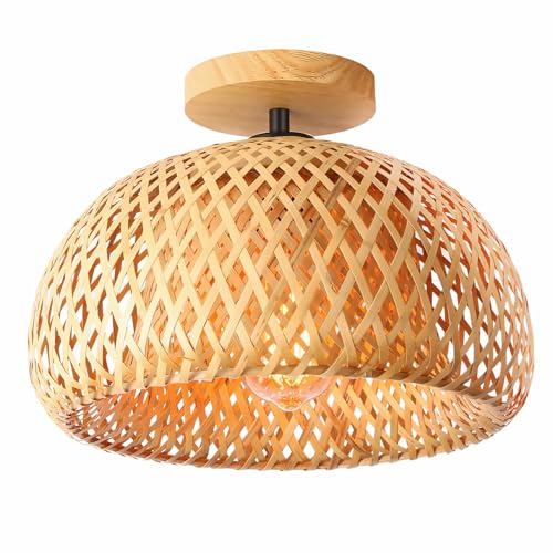Schindora Bamboo Ceiling Light,Rattan Semi Flush Mount Ceiling Light Fixture,Handmade Boho Rattan Light Fixtures,Farmhouse Light Fixtures for Bedroom Nursery Hallway Corridor Passway 1 Schindora Bamboo Ceiling Light,Rattan Semi Flush Mount Ceiling Light Fixture,Handmade Boho Rattan Light Fixtures,Farmhouse Light Fixtures for Bedroom Nursery Hallway Corridor Passway