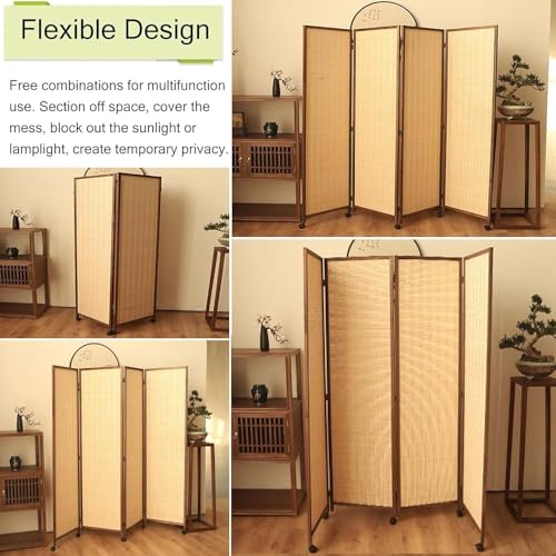 Separator Divider Room With Wheels, Bamboo Partition Screen Panel For Bedroom, Dining Room, Study And Sitting-Room, Hotel, Bar And Restaurant(Size:Tall 180cm/71 in,Color:8 Panel) 3 Separator Divider Room With Wheels, Bamboo Partition Screen Panel For Bedroom, Dining Room, Study And Sitting-Room, Hotel, Bar And Restaurant(Size:Tall 180cm/71 in,Color:8 Panel) - Image 3