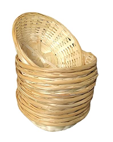 Set Of 12 Vintage Bread Baskets Small Round Woven Wicker Bamboo Hamper Basket Serving Snack Bowl Natural 4 Set Of 12 Vintage Bread Baskets Small Round Woven Wicker Bamboo Hamper Basket Serving Snack Bowl Natural - Image 4