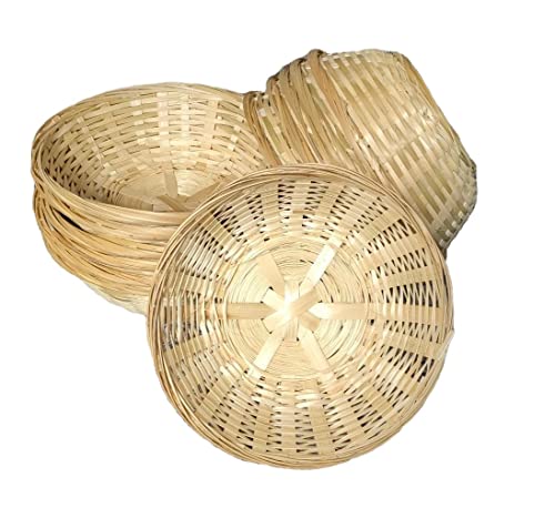 Set Of 12 Vintage Bread Baskets Small Round Woven Wicker Bamboo Hamper Basket Serving Snack Bowl Natural 2 Set Of 12 Vintage Bread Baskets Small Round Woven Wicker Bamboo Hamper Basket Serving Snack Bowl Natural - Image 2
