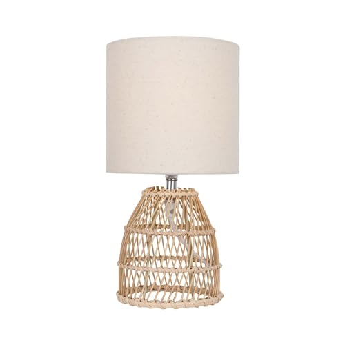 Set of 2 Natural Bamboo Table Lamps or Bedside Lights, Matching Natural Fabric Shade, Height 31.5 cm, Wicker Rattan Lighting 3 Set of 2 Natural Bamboo Table Lamps or Bedside Lights, Matching Natural Fabric Shade, Height 31.5 cm, Wicker Rattan Lighting - Image 3
