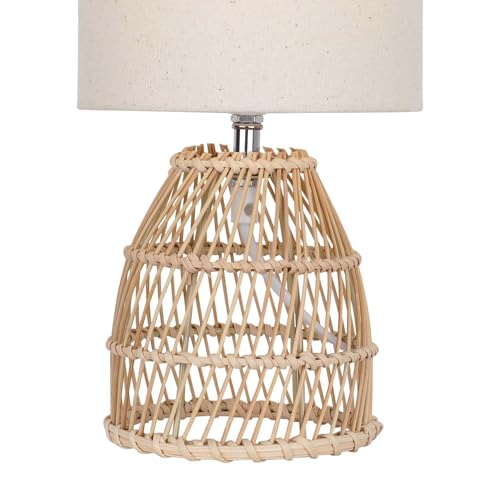 Set of 2 Natural Bamboo Table Lamps or Bedside Lights, Matching Natural Fabric Shade, Height 31.5 cm, Wicker Rattan Lighting 4 Set of 2 Natural Bamboo Table Lamps or Bedside Lights, Matching Natural Fabric Shade, Height 31.5 cm, Wicker Rattan Lighting - Image 4