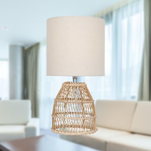 Set of 2 Natural Bamboo Table Lamps or Bedside Lights, Matching Natural Fabric Shade, Height 31.5 cm, Wicker Rattan Lighting 6 Set of 2 Natural Bamboo Table Lamps or Bedside Lights, Matching Natural Fabric Shade, Height 31.5 cm, Wicker Rattan Lighting - Image 6