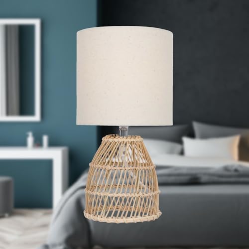 Set of 2 Natural Bamboo Table Lamps or Bedside Lights, Matching Natural Fabric Shade, Height 31.5 cm, Wicker Rattan Lighting 7 Set of 2 Natural Bamboo Table Lamps or Bedside Lights, Matching Natural Fabric Shade, Height 31.5 cm, Wicker Rattan Lighting - Image 7