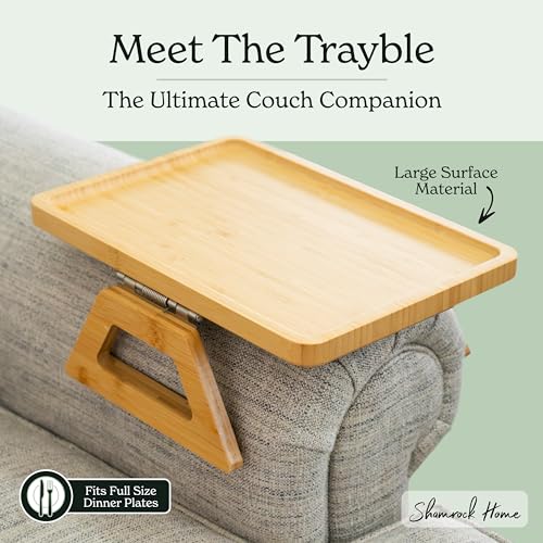 Shamrock Home Bamboo Couch Arm Table, Sofa Table for Couches. Sofa Arm Tray, Armchair Tray for TV Dinners, Remotes, Drinks and Snacks - 13.75 x 9.5in, Beige 3 Shamrock Home Bamboo Couch Arm Table, Sofa Table for Couches. Sofa Arm Tray, Armchair Tray for TV Dinners, Remotes, Drinks and Snacks - 13.75 x 9.5in, Beige - Image 3