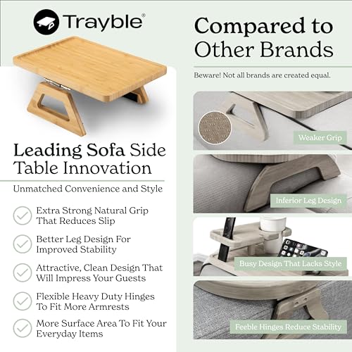 Shamrock Home Bamboo Couch Arm Table, Sofa Table for Couches. Sofa Arm Tray, Armchair Tray for TV Dinners, Remotes, Drinks and Snacks - 13.75 x 9.5in, Beige 5 Shamrock Home Bamboo Couch Arm Table, Sofa Table for Couches. Sofa Arm Tray, Armchair Tray for TV Dinners, Remotes, Drinks and Snacks - 13.75 x 9.5in, Beige - Image 5