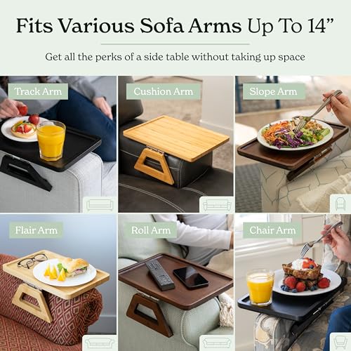 Shamrock Home Bamboo Couch Arm Table, Sofa Table for Couches. Sofa Arm Tray, Armchair Tray for TV Dinners, Remotes, Drinks and Snacks - 13.75 x 9.5in, Beige 6 Shamrock Home Bamboo Couch Arm Table, Sofa Table for Couches. Sofa Arm Tray, Armchair Tray for TV Dinners, Remotes, Drinks and Snacks - 13.75 x 9.5in, Beige - Image 6