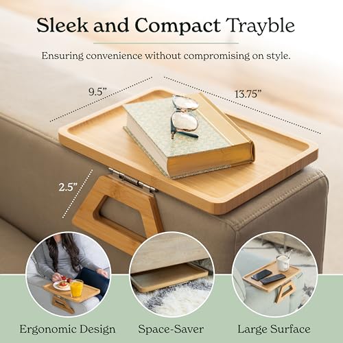 Shamrock Home Bamboo Couch Arm Table, Sofa Table for Couches. Sofa Arm Tray, Armchair Tray for TV Dinners, Remotes, Drinks and Snacks - 13.75 x 9.5in, Beige 7 Shamrock Home Bamboo Couch Arm Table, Sofa Table for Couches. Sofa Arm Tray, Armchair Tray for TV Dinners, Remotes, Drinks and Snacks - 13.75 x 9.5in, Beige - Image 7