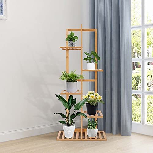 Shoze Bamboo Plant Stand 5 Tiers 6 Potted plant stands indoor Storage corner shelf unit Tall plant stand Water-Proof Standing Shelf for Indoor Outdoor Plants Patio Balcony Yard Garden Living Room 2 Shoze Bamboo Plant Stand 5 Tiers 6 Potted plant stands indoor Storage corner shelf unit Tall plant stand Water-Proof Standing Shelf for Indoor Outdoor Plants Patio Balcony Yard Garden Living Room - Image 2