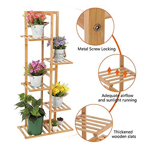 Shoze Bamboo Plant Stand 5 Tiers 6 Potted plant stands indoor Storage corner shelf unit Tall plant stand Water-Proof Standing Shelf for Indoor Outdoor Plants Patio Balcony Yard Garden Living Room 5 Shoze Bamboo Plant Stand 5 Tiers 6 Potted plant stands indoor Storage corner shelf unit Tall plant stand Water-Proof Standing Shelf for Indoor Outdoor Plants Patio Balcony Yard Garden Living Room - Image 5
