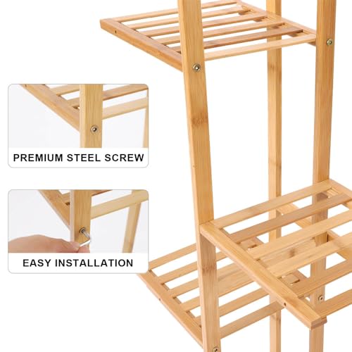 Shoze Bamboo Plant Stand 5 Tiers 6 Potted plant stands indoor Storage corner shelf unit Tall plant stand Water-Proof Standing Shelf for Indoor Outdoor Plants Patio Balcony Yard Garden Living Room 6 Shoze Bamboo Plant Stand 5 Tiers 6 Potted plant stands indoor Storage corner shelf unit Tall plant stand Water-Proof Standing Shelf for Indoor Outdoor Plants Patio Balcony Yard Garden Living Room - Image 6
