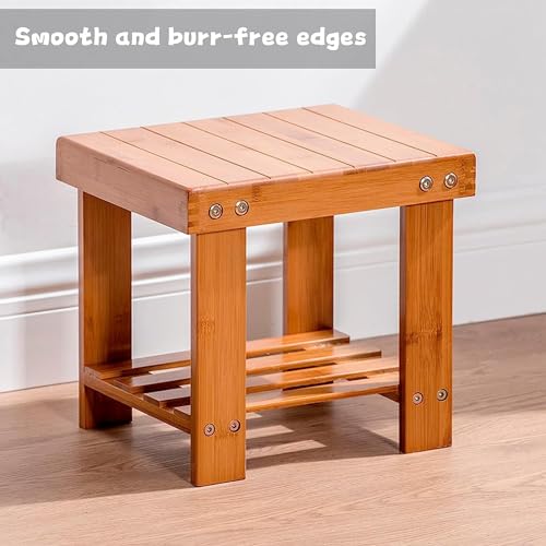 Small Bamboo Step Stool, Wooden Bedside Stepstools for High Beds, Portable Small Foot Rest Stool with Storage Shelf for Home/Bedside/Bathroom/Kitchen/Camping (26.5cm) 6 Small Bamboo Step Stool, Wooden Bedside Stepstools for High Beds, Portable Small Foot Rest Stool with Storage Shelf for Home/Bedside/Bathroom/Kitchen/Camping (26.5cm) - Image 6