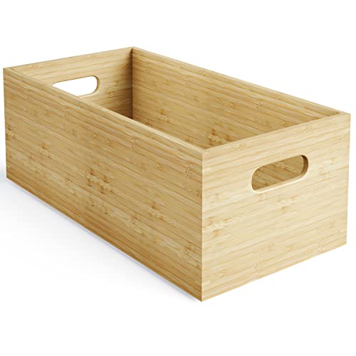 Storage box L made of 100% FSC-certified bamboo, stackable & durable – organiser box for orderliness in the kitchen, office, kids' room, home, plastic-free & eco-friendly wooden box KD Essentials 1 Storage box L made of 100% FSC-certified bamboo, stackable & durable – organiser box for orderliness in the kitchen, office, kids' room, home, plastic-free & eco-friendly wooden box KD Essentials