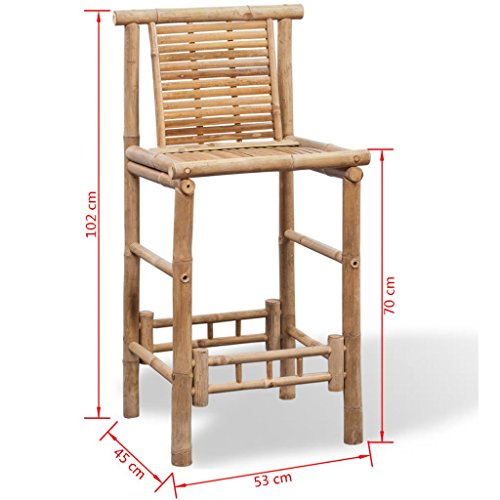 Sufrk Bar Stools 2 pcs Bamboo,Bar Stools Set,Breakfast Stool Chairs,for Kitchen,Dining Room,Living Room 2 Sufrk Bar Stools 2 pcs Bamboo,Bar Stools Set,Breakfast Stool Chairs,for Kitchen,Dining Room,Living Room - Image 2
