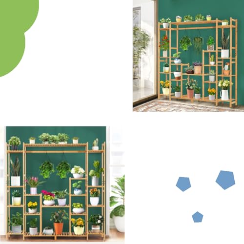 TANGZON 9 Tier Tall Bamboo Plant Stand, Indoor Outdoor Plant Shelf Holder with Hanging Rack, Hollowed Shelves & Anti-toppling Device, Flower Bonsai Pot Display Rack for Home Living Room Garden Balcony 7 TANGZON 9 Tier Tall Bamboo Plant Stand, Indoor Outdoor Plant Shelf Holder with Hanging Rack, Hollowed Shelves & Anti-toppling Device, Flower Bonsai Pot Display Rack for Home Living Room Garden Balcony - Image 7